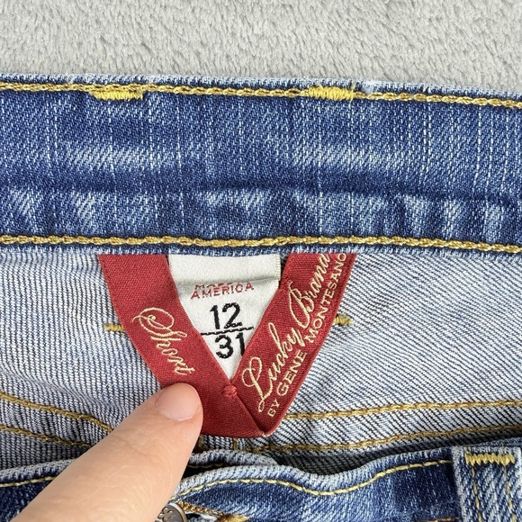 Lucky Brand Jeans Shorts 12/31 Blue Denim Sundown Skinny Bermuda 90s Y2K USA - Picture 12 of 16